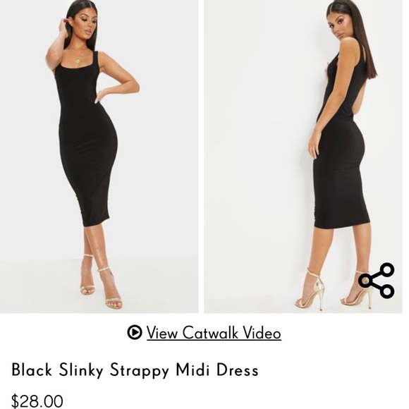 black slinky midi dress